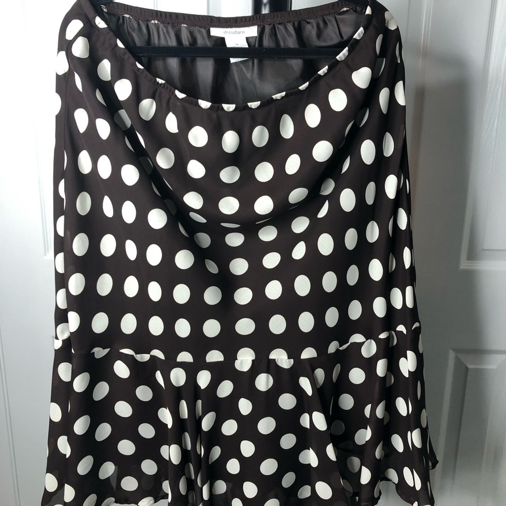 Dress Barn Brown and White Polka Dot Women's Jacket and Skirt Set, Size 12 - Picture 6 of 16